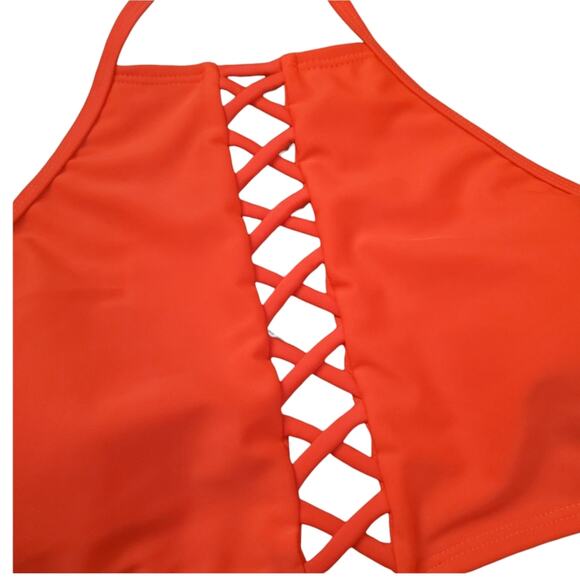 LIVE LOVE DREAM AEROPOSTALE HIGH NECK BIKINI TOP NEW WITHOUT TAGS MEDIUM RED - Picture 4 of 12